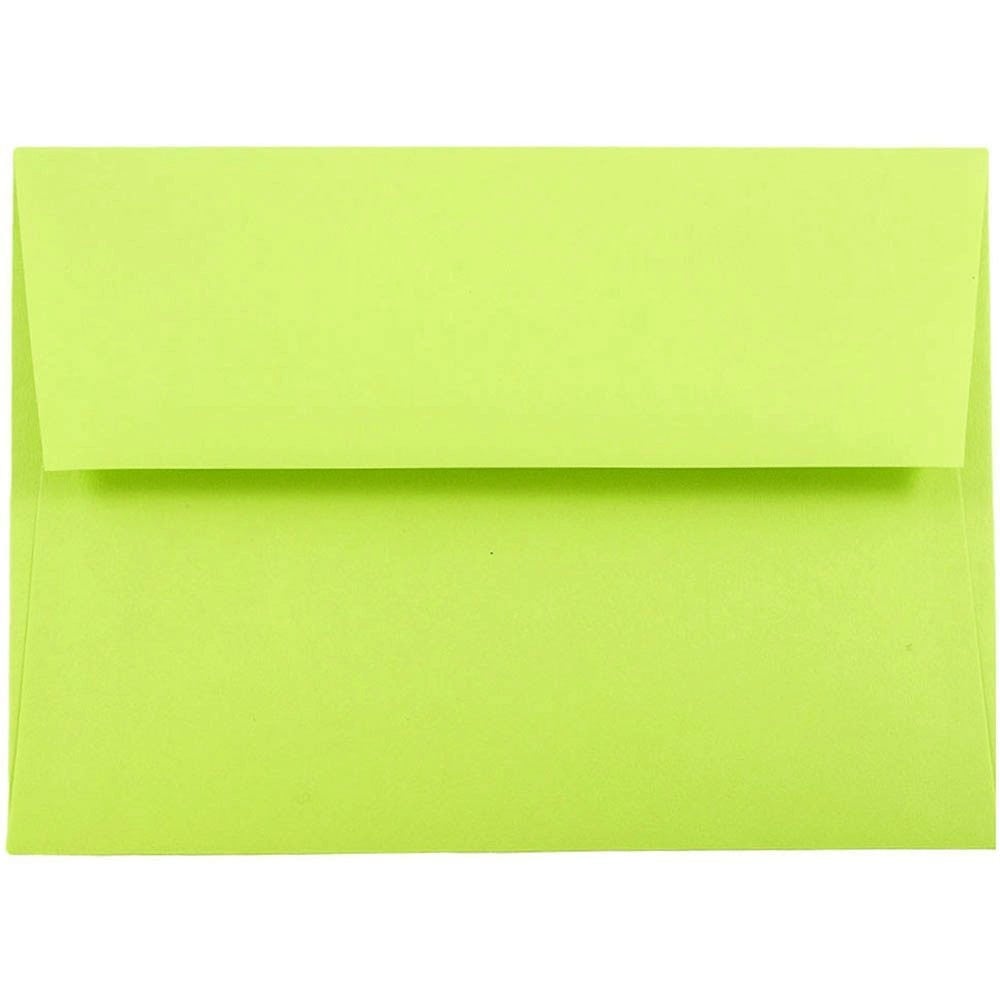 JAM Paper Booklet Invitation Envelopes, A7, Gummed Seal, Lime Green, Pack Of 25 MPN:96151