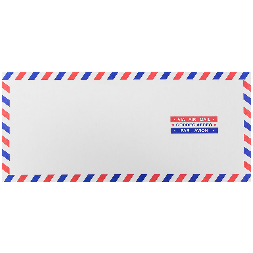 JAM Paper Booklet Envelopes, #10, Gummed Seal, Airmail, Pack Of 25 MPN:A35532