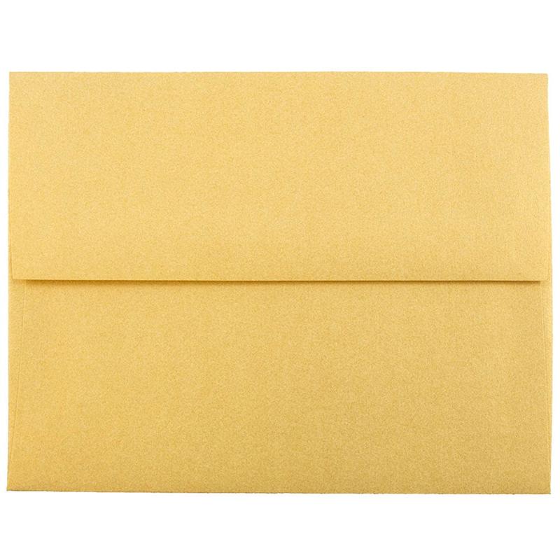 JAM Paper Booklet Invitation Envelopes, A2, Gummed Seal, Stardream Metallic Gold, Pack Of 25 MPN:GCST608