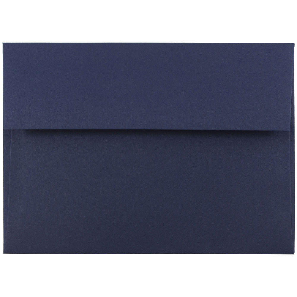 JAM Paper Booklet Invitation Envelopes, A7, Gummed Seal, Navy Blue, Pack Of 25 MPN:LEBA717