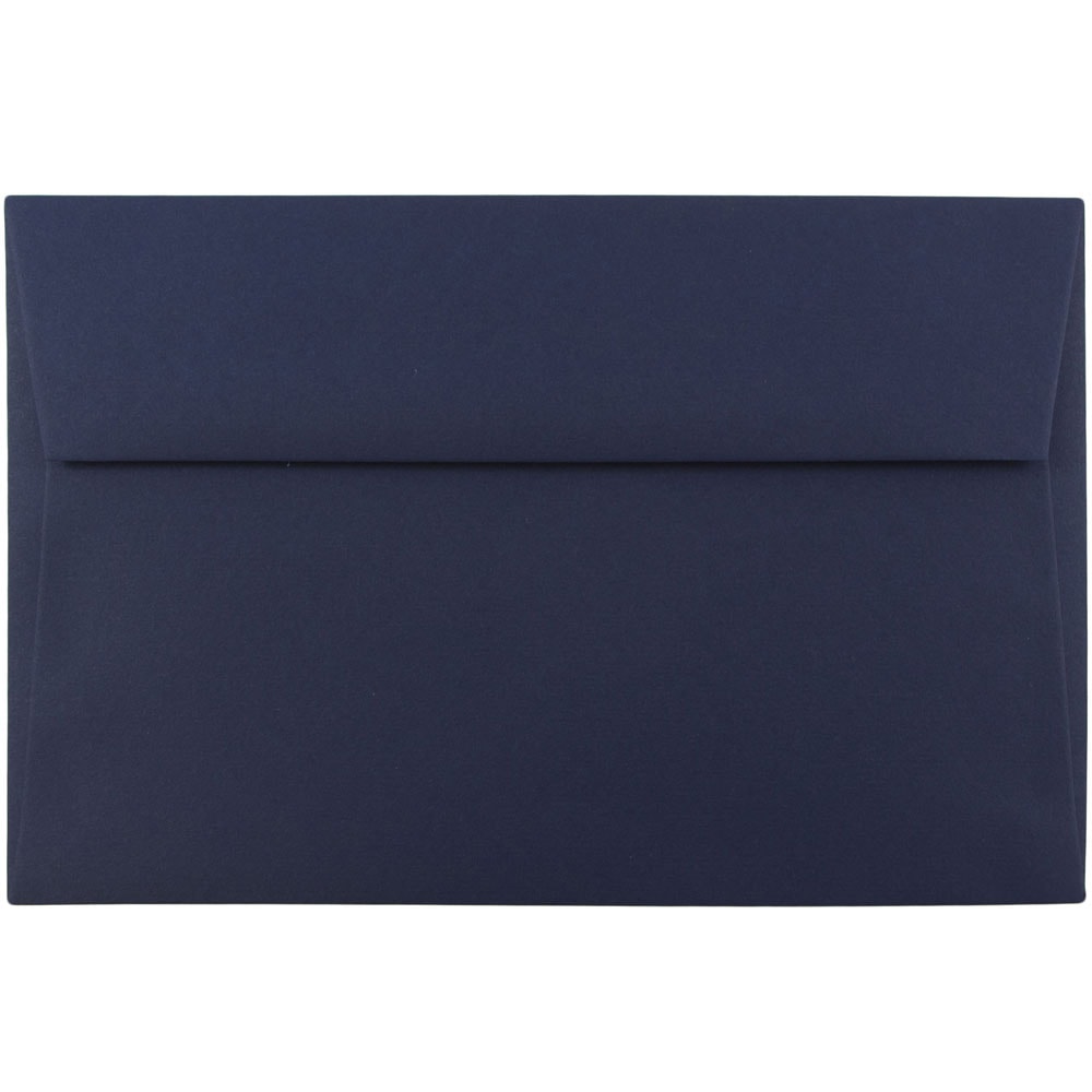 JAM Paper Booklet Invitation Envelopes, A9, Gummed Seal, Navy Blue, Pack Of 25 MPN:LEBA792