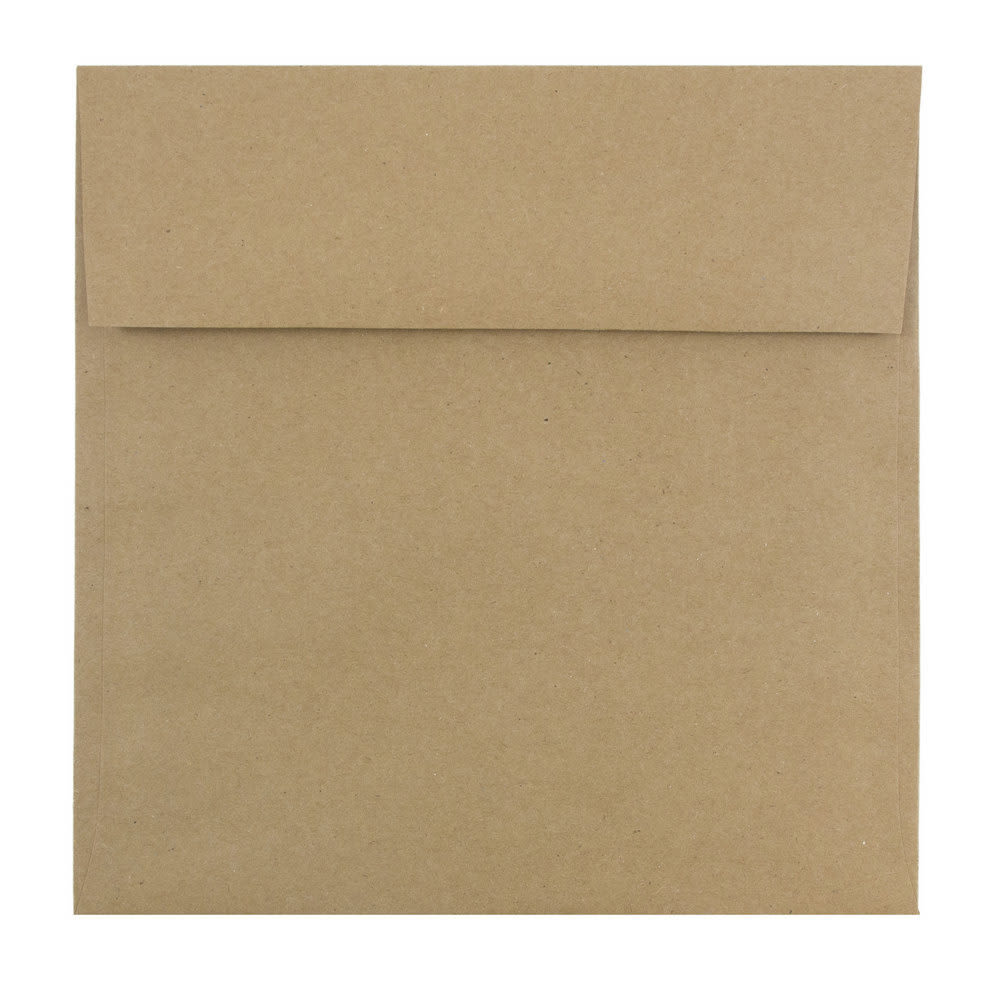 JAM Paper Square Invitation Envelopes 8 1/2in x 8 1/2in, Gummed Seal, 100% Recycled, Brown Kraft Paper Bag, Pack Of 25 MPN:LEKR505