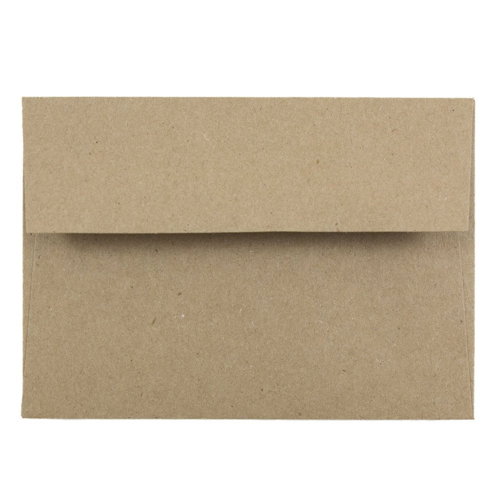 JAM Paper Booklet Envelopes, #4 Bar (A1), Gummed Seal, 100% Recycled, Brown Kraft, Pack Of 25 MPN:LEKR900SF
