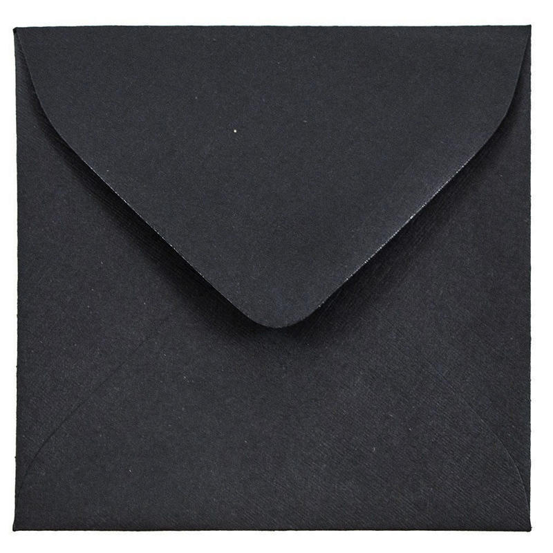 JAM Paper Square Linen Envelopes, 3 1/8in x 3 1/8in, Gummed Seal, 30% Recycled, Black, Pack Of 25 MPN:V01200