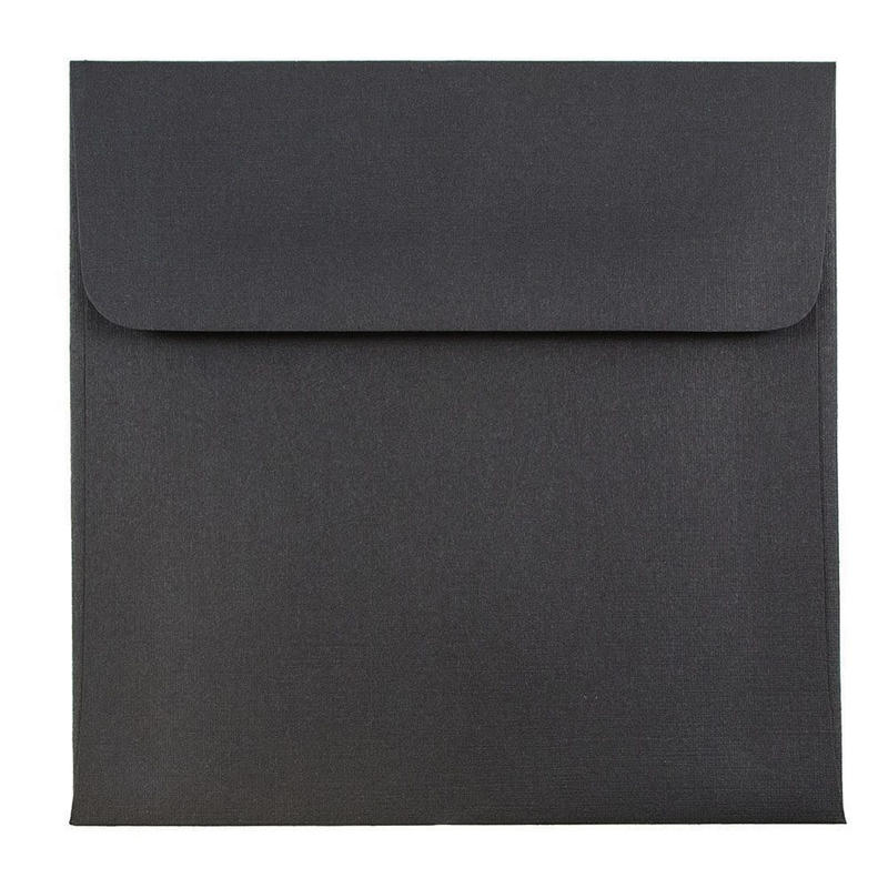 JAM Paper Square Linen Envelopes, 5in x 5in, Gummed Seal, 30% Recycled, Black, Pack Of 25 MPN:V01209