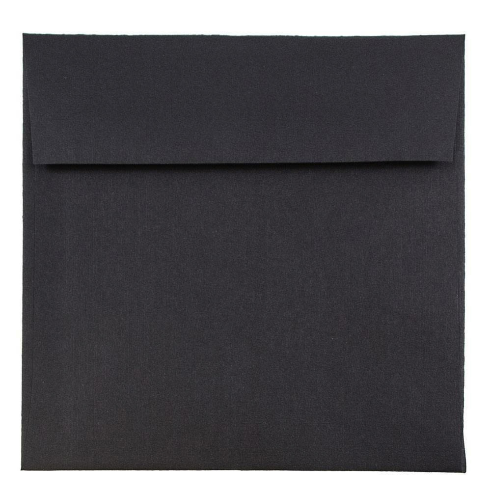 JAM Paper Square Linen Envelopes, #6, Gummed Seal, 30% Recycled, Black, Pack Of 25 MPN:V01212