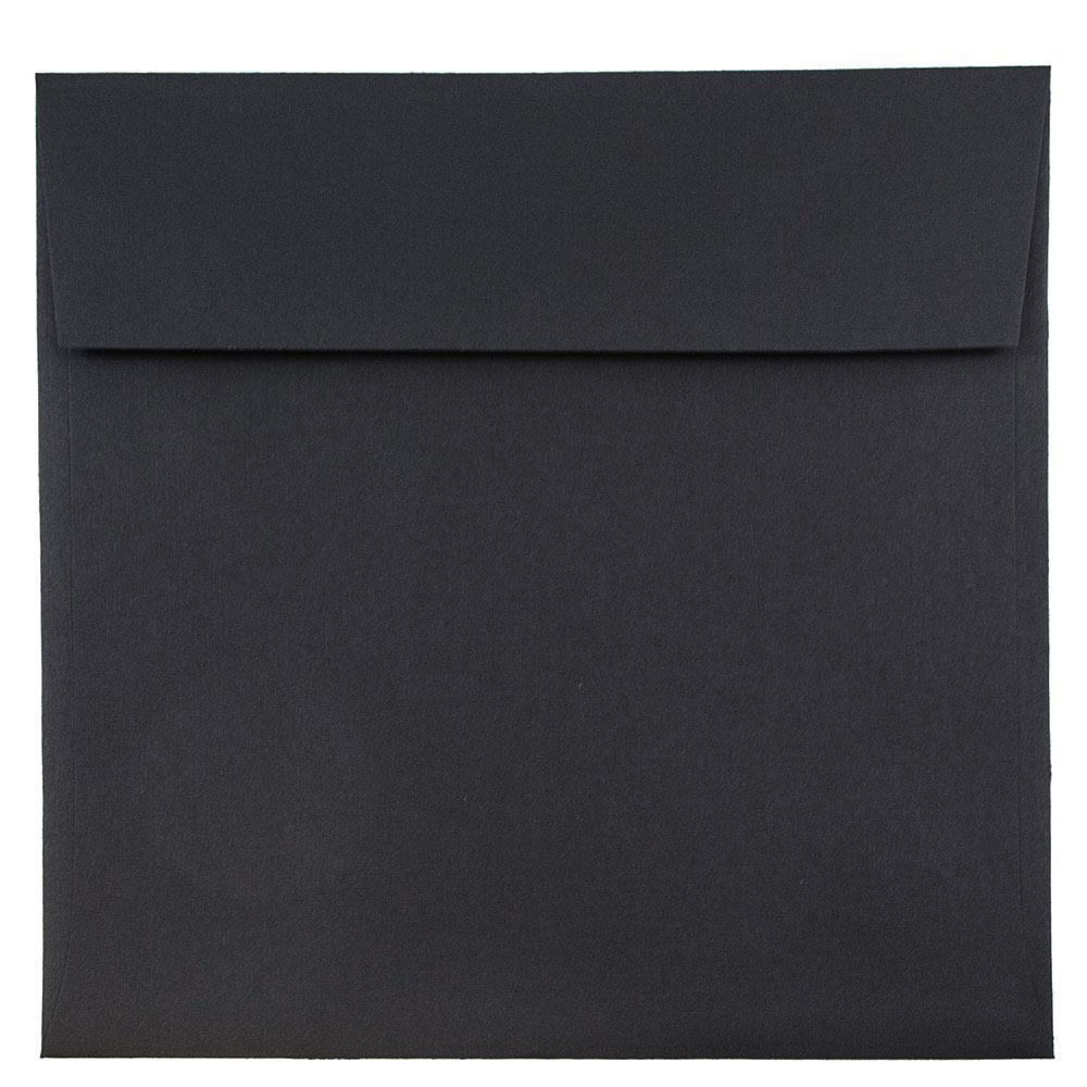 JAM Paper Square Linen Envelopes, 8 1/2in x 8 1/2in, Gummed Seal, 30% Recycled, Black, Pack Of 25 MPN:V01214