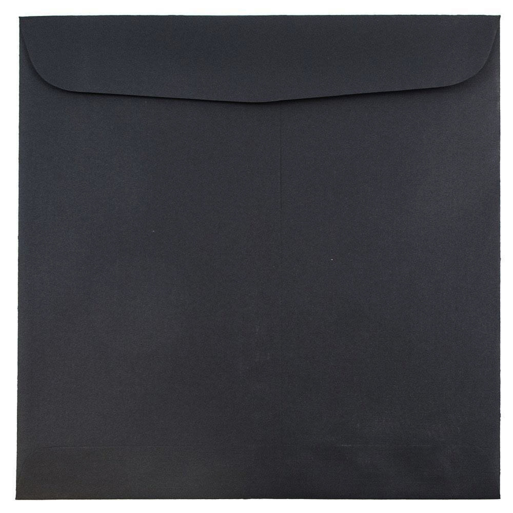 JAM Paper Square Linen Envelopes, 9 1/2in x 9 1/2in, Gummed Seal, 30% Recycled, Black, Pack Of 25 MPN:V01216