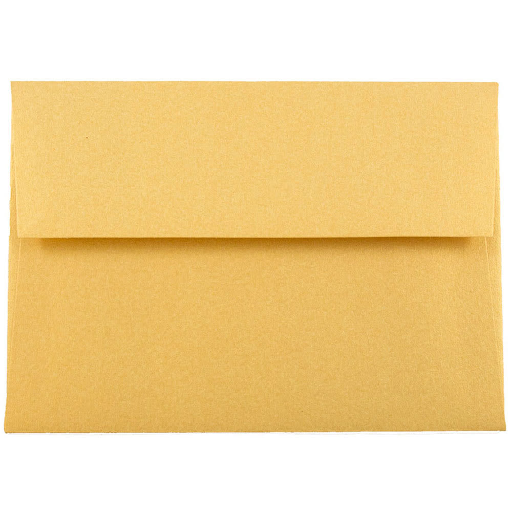 JAM Paper Booklet Envelopes, #4 Bar (A1), Gummed Seal, Stardream Gold Metallic, Pack Of 25 MPN:V018244