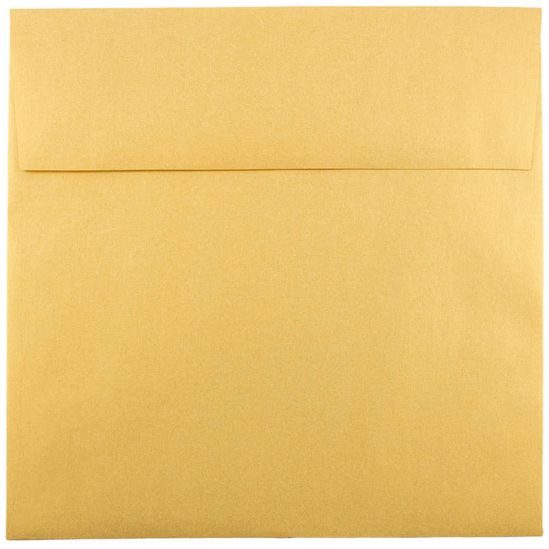 JAM Paper Square Stardream Metallic Envelopes, 8 1/2in x 8 1/2in, Gummed Seal, Gold, Pack Of 25 MPN:V018319