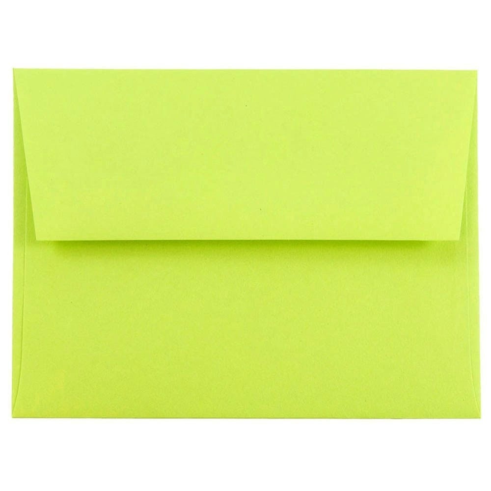 JAM Paper Booklet Invitation Envelopes, A2, Gummed Seal, Ultra Lime, Pack Of 25 MPN:WDBH610