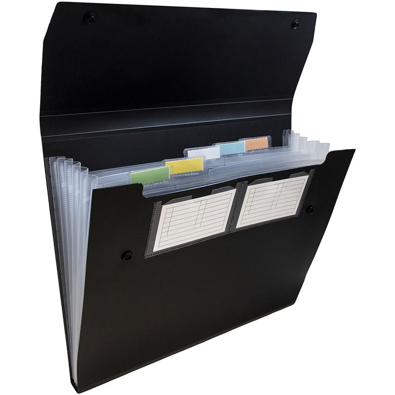 JAM Paper Plastic 6-Pocket Expanding Folder, 1-1/2in Expansion, 9in x 13in, Black MPN:339932771OD