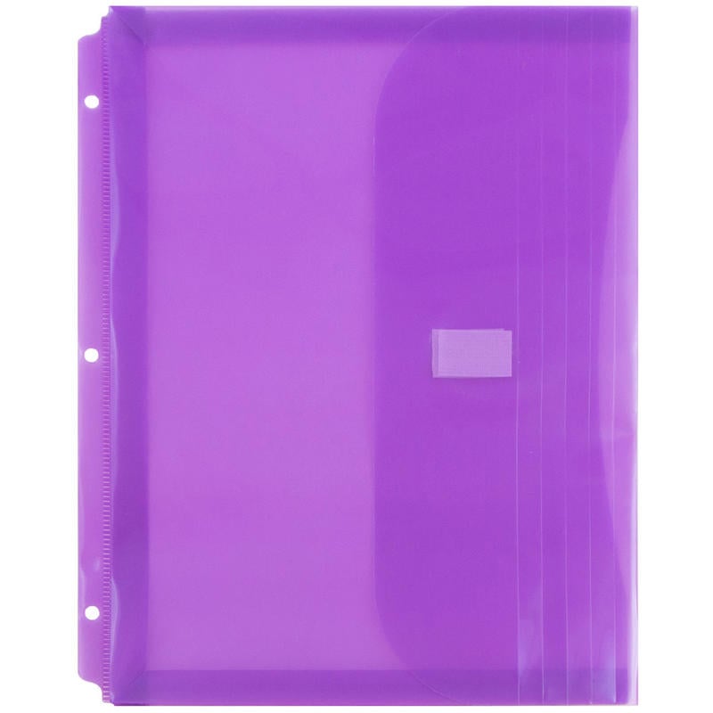 JAM Paper Plastic Binder Envelopes With Hook-And-Loop Fastener, 8 5/8in x 11 1/2in, Lilac, Pack Of 12 MPN:218VB1LI