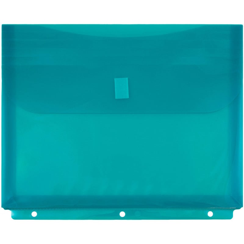 JAM Paper Plastic Binder Envelopes With Hook-And-Loop Fastener, 8 5/8in x 11 1/2in, Teal, Pack Of 12 MPN:218VB1TE