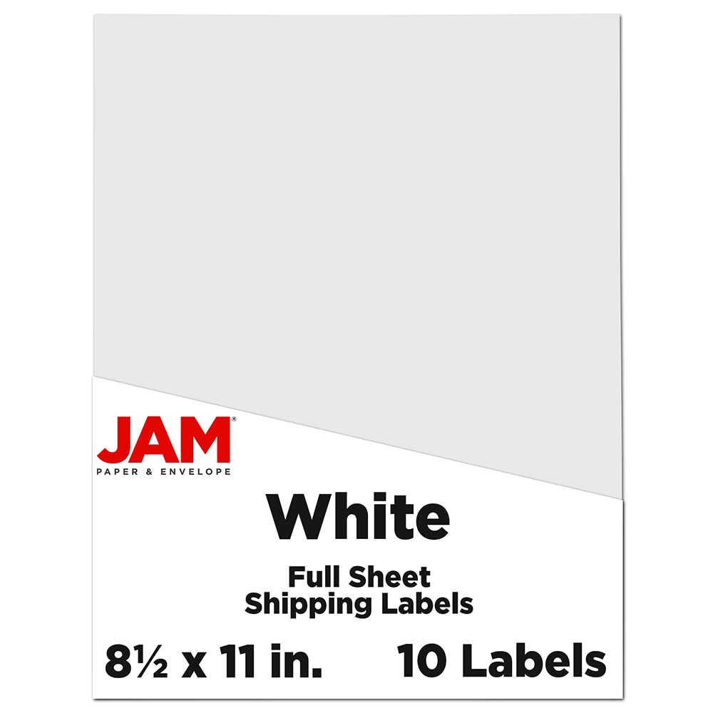 JAM Paper Full-Page Mailing And Shipping Labels, Rectangle, 8-1/2in x 11in, White, Pack Of 10 MPN:4066683