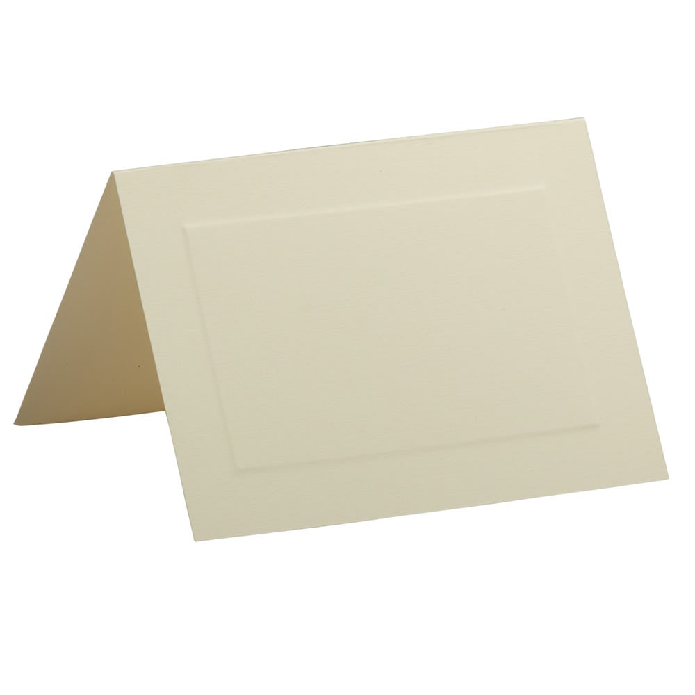 JAM Paper Blank Cards, 3 1/2in x 4 7/8in, Fold-Over, With Panel Border, Ivory Linen, Pack Of 100 MPN:309898