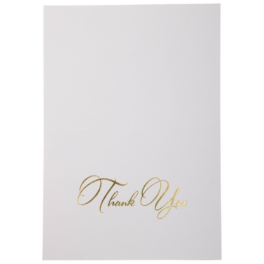 JAM PAPER Thank You Card Sets, 4 7/8 x 3 3/8, White Cards with Gold Script, 25 Cards/PK MPN:334934857