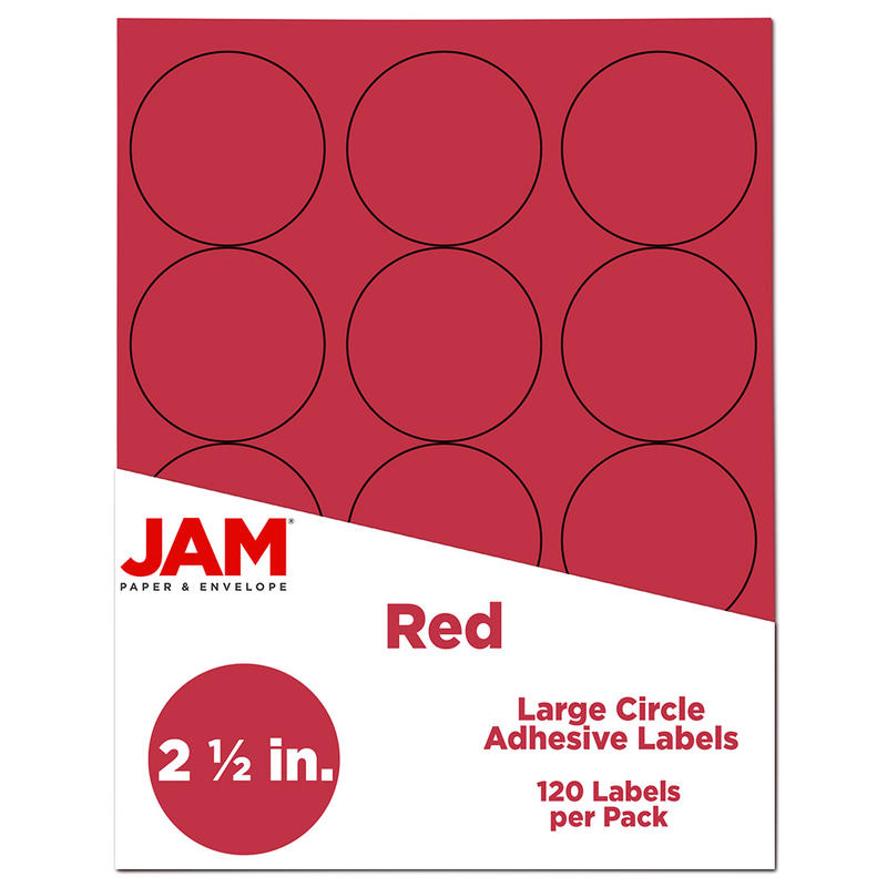 JAM Paper Circle Labels, 2-1/2in, Red, Pack Of 120 Labels MPN:147628585