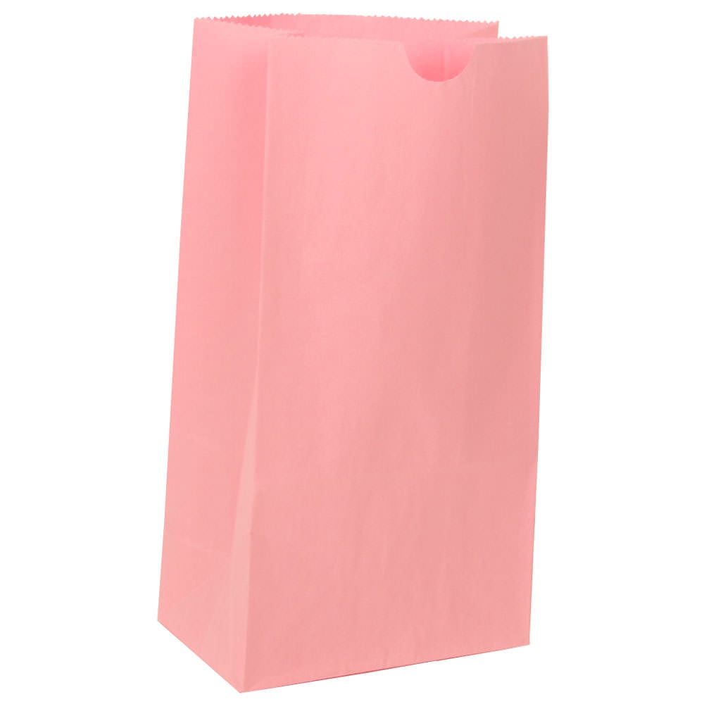JAM Paper Small Kraft Lunch Bags, 8inH x 4-1/8inW x 2-1/4in, Baby Pink, Pack Of 500 Bags MPN:690KRBAPI