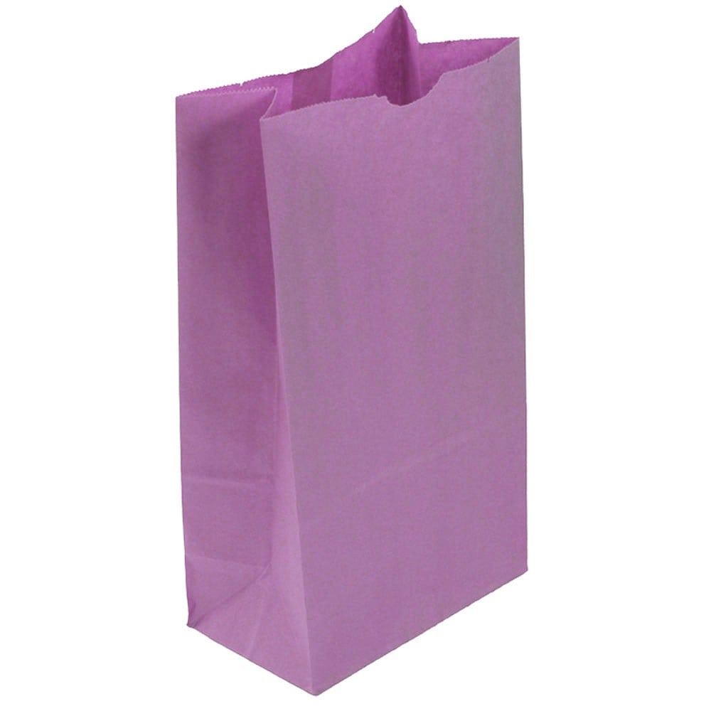 JAM Paper Kraft Lunch Bags, 11inH x 6inW x 3-3/4inD, Purple, Box Of 500 Bags MPN:692KRPU