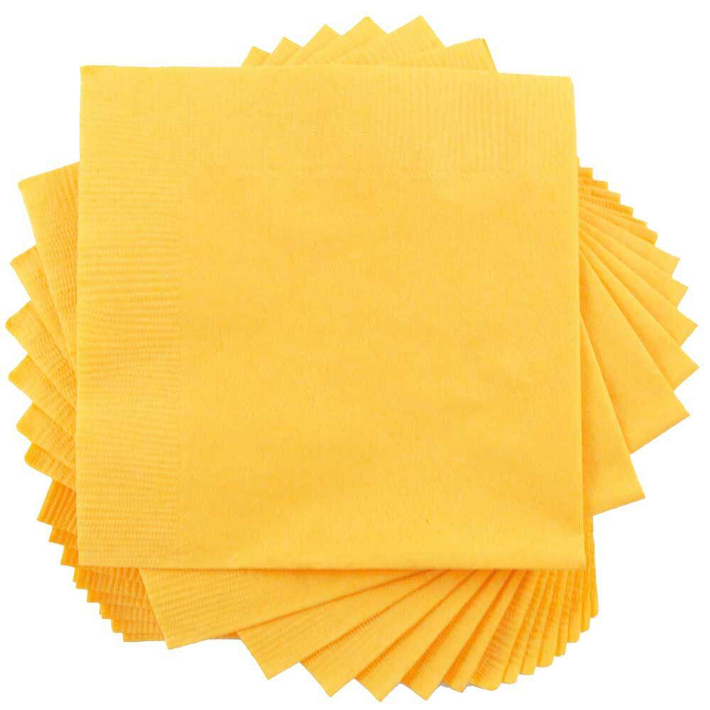 JAM PAPER Small Beverage Napkins - 5 x 5 - Yellow - 40/Pack MPN:255621944