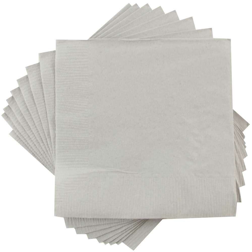 JAM PAPER Small Beverage Napkins - 5 x 5 - Silver - 40/Pack MPN:255628826