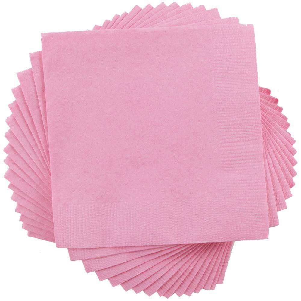 JAM PAPER Small Beverage Napkins - 5 x 5 - Baby Pink Pastel - 40/Pack MPN:5255620713