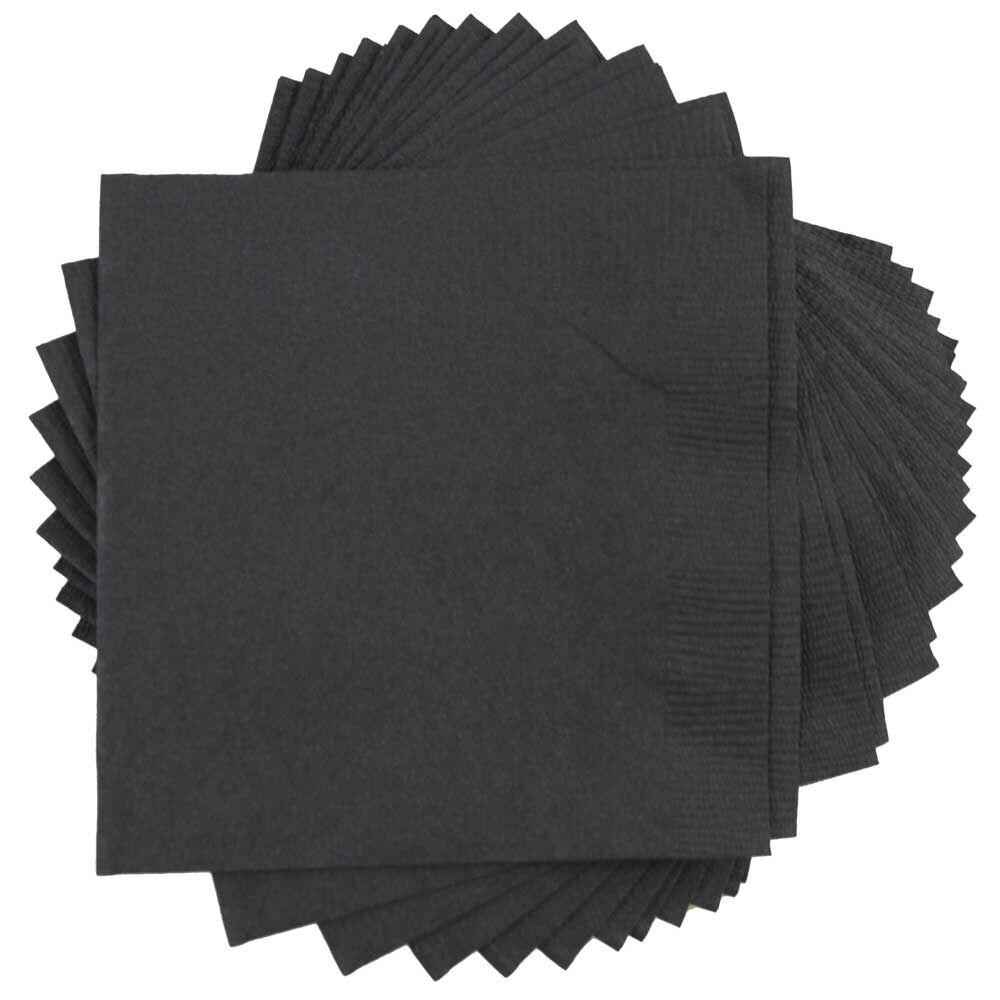 JAM PAPER Small Beverage Napkins - 5 x 5 - Black - 40/Pack MPN:5255620715