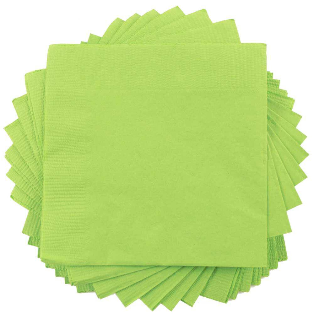 JAM PAPER Small Beverage Napkins - 5 x 5 - Lime Green - 40/Pack MPN:5255620723