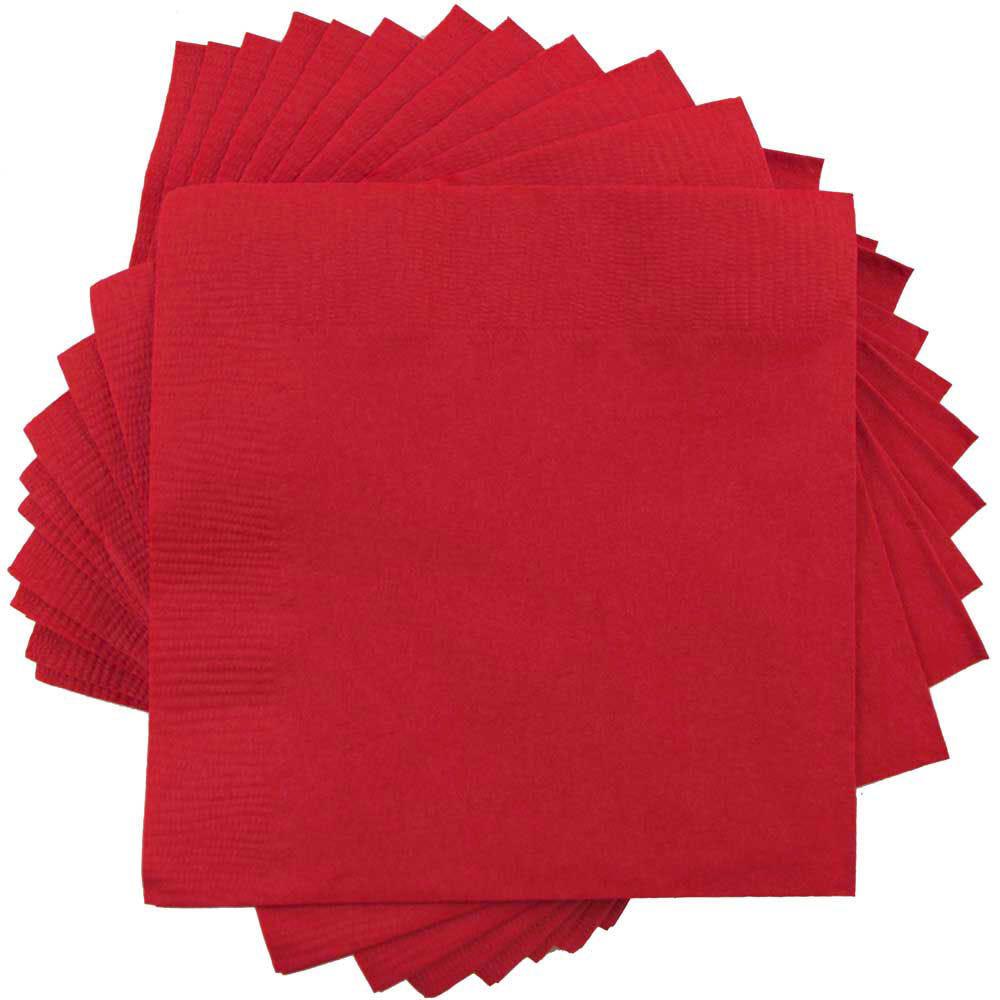JAM PAPER Small Beverage Napkins - 5 x 5 - Red - 40/Pack MPN:5255620729