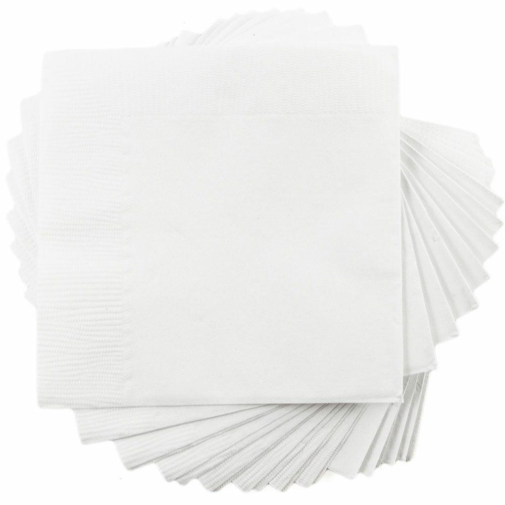 JAM PAPER Small Beverage Napkins - 5 x 5 - White - 40/Pack MPN:5255620731