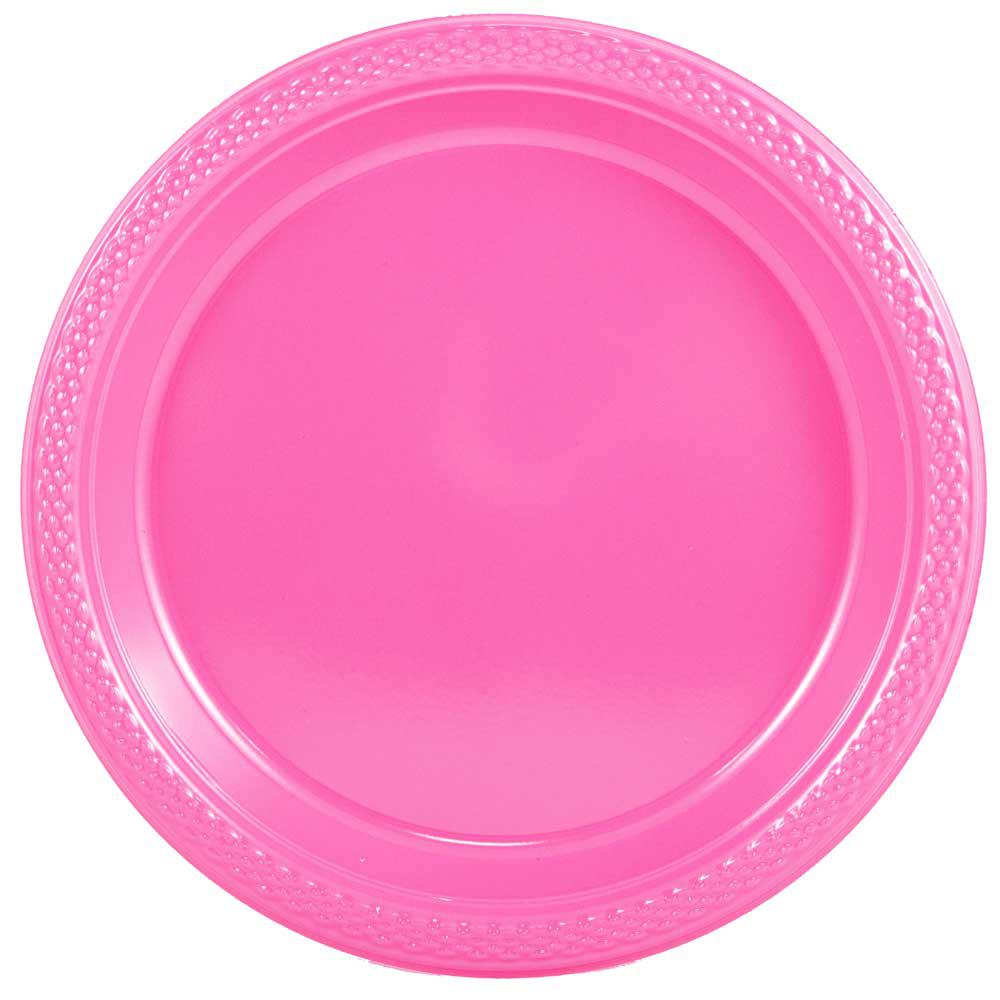 JAM PAPER Round Plastic Party Plates, Large, 10 1/4 inch, Fuchsia Hot Pink, 20/Pack MPN:10255LPFU