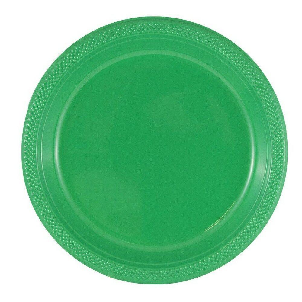 JAM PAPER Round Plastic Party Plates, Large, 10 1/4 inch, Green, 20/Pack MPN:10255LPGR