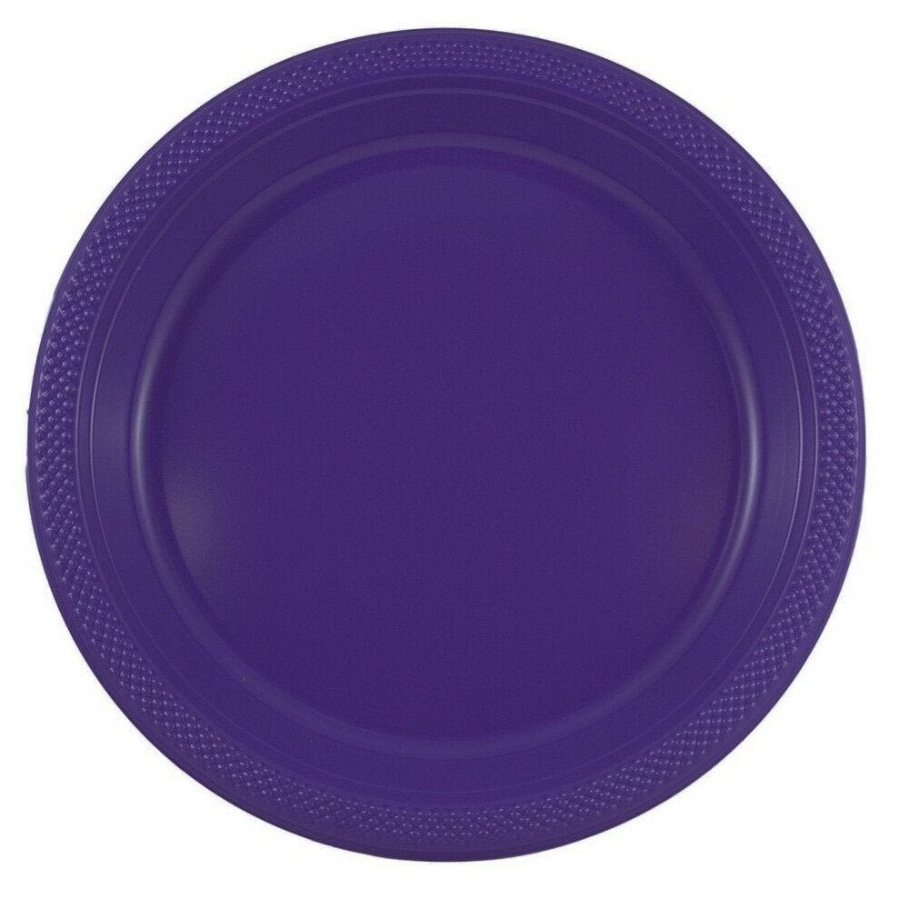 JAM PAPER Round Plastic Party Plates, Large, 10 1/4 inch, Hot Purple, 20/Pack MPN:10255LPHPU