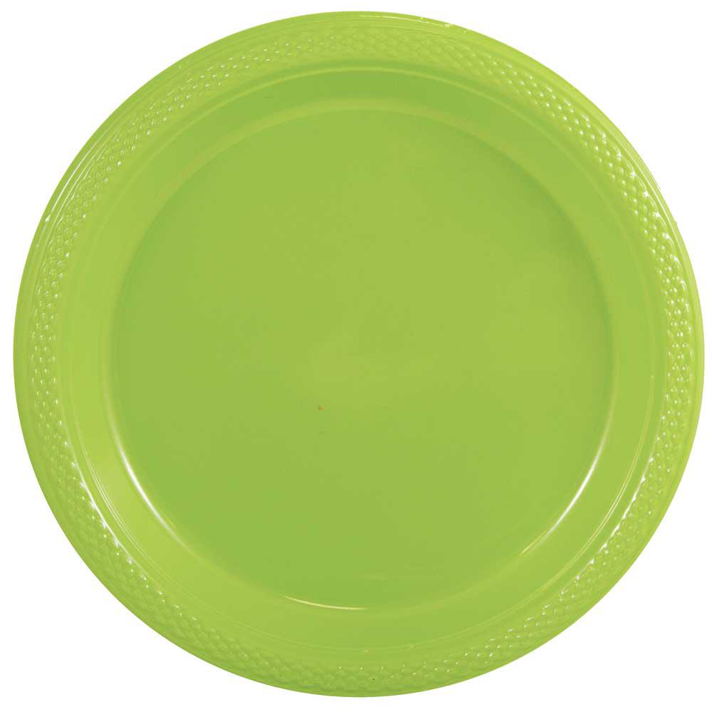 JAM PAPER Round Plastic Party Plates, Large, 10 1/4 inch, Lime Green, 20/Pack MPN:10255LPLI