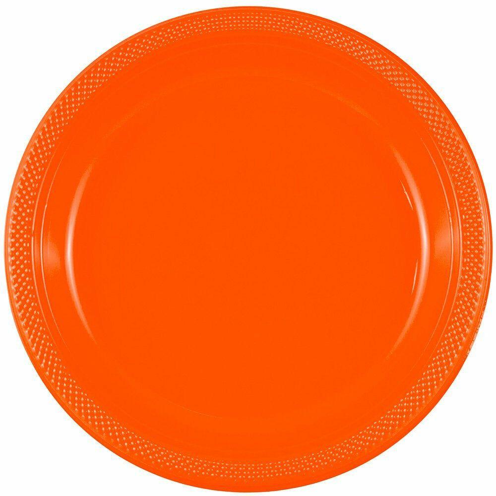 JAM PAPER Round Plastic Party Plates, Large, 10 1/4 inch, Orange, 20/Pack MPN:10255LPOR
