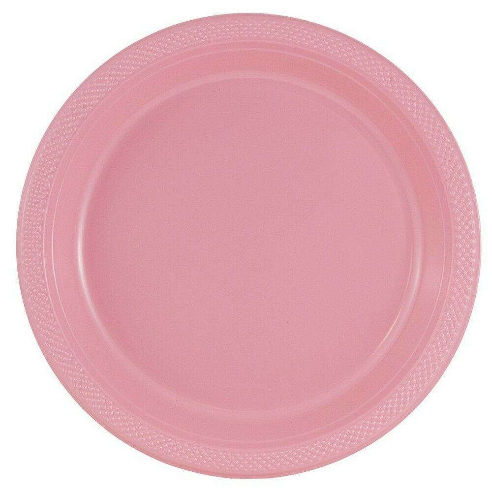 JAM PAPER Round Plastic Party Plates, Large, 10 1/4 inch, Light Pink, 20/Pack MPN:10255LPPI