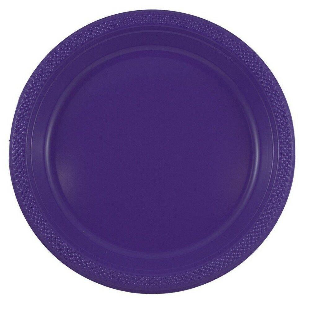 JAM PAPER Round Plastic Party Plates, Large, 10 1/4 inch, Purple, 20/Pack MPN:10255LPPU