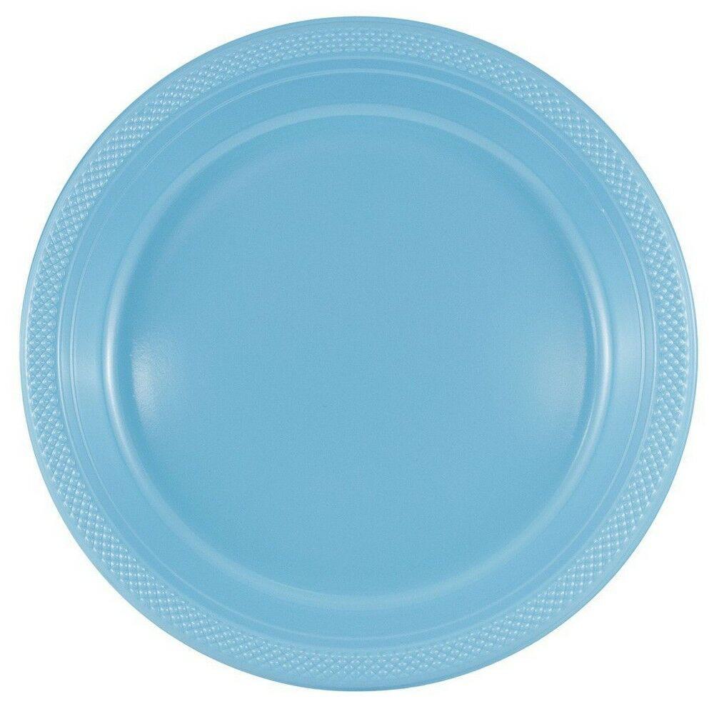 JAM PAPER Round Plastic Party Plates, Large, 10 1/4 inch, Caribbean Light Blue, 20/Pack MPN:10255LPSB