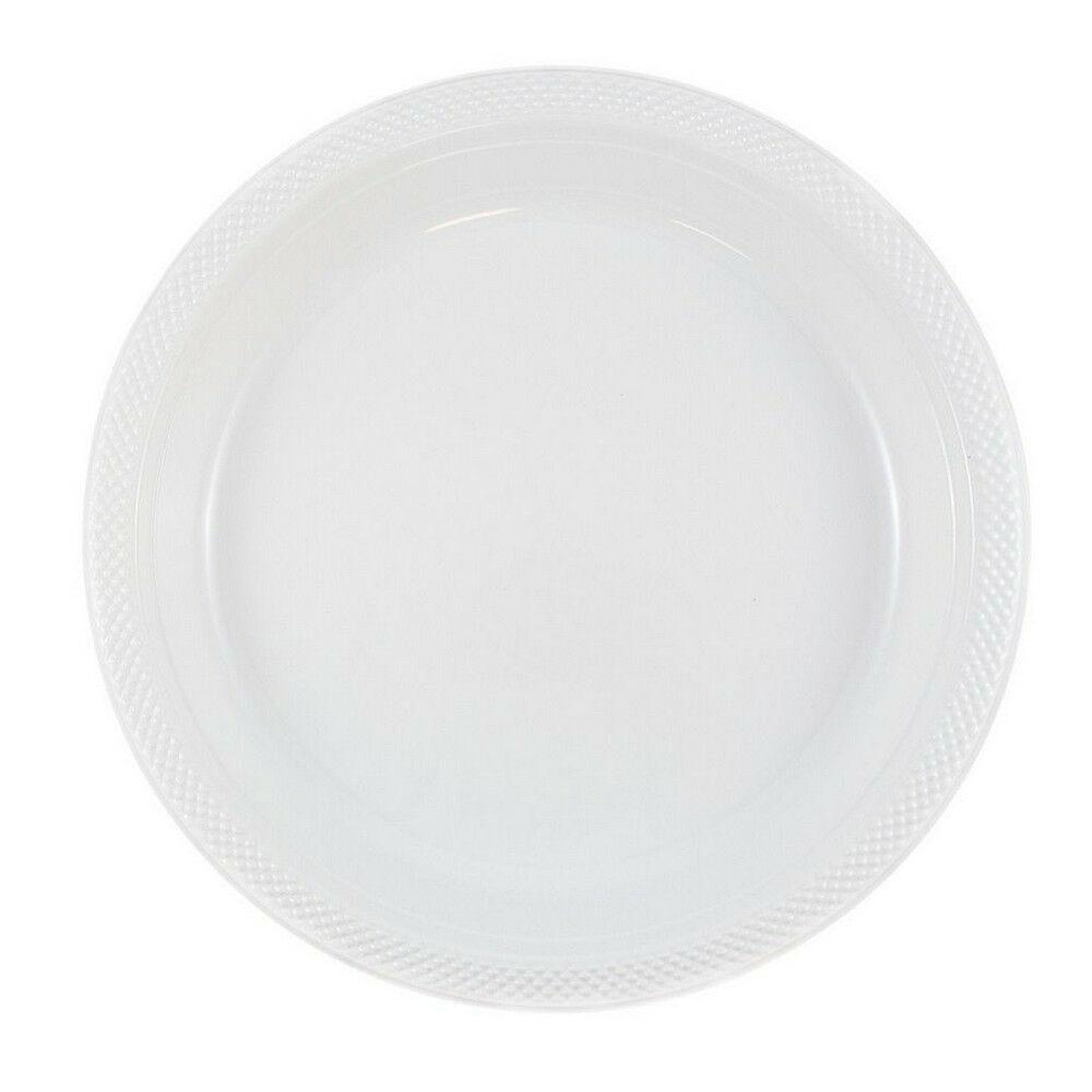 JAM PAPER Round Plastic Party Plates, Large, 10 1/4 inch, White, 20/Pack MPN:10255LPWH