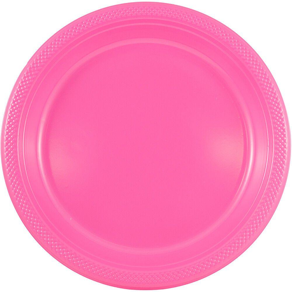 JAM PAPER Round Plastic Party Plates, Small, 7 inch, Fuchsia Pink, 20/Pack MPN:2255320680