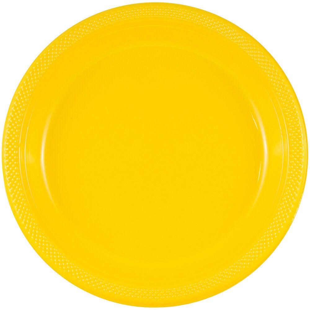 JAM PAPER Round Plastic Party Plates, Medium, 9 inch, Yellow, 20/Pack MPN:255321941