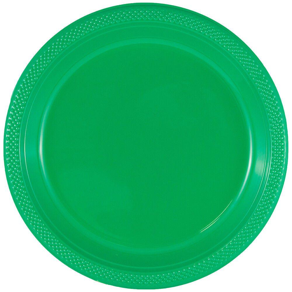 JAM PAPER Round Plastic Party Plates, Small, 7 inch, Green, 20/Pack MPN:255328195