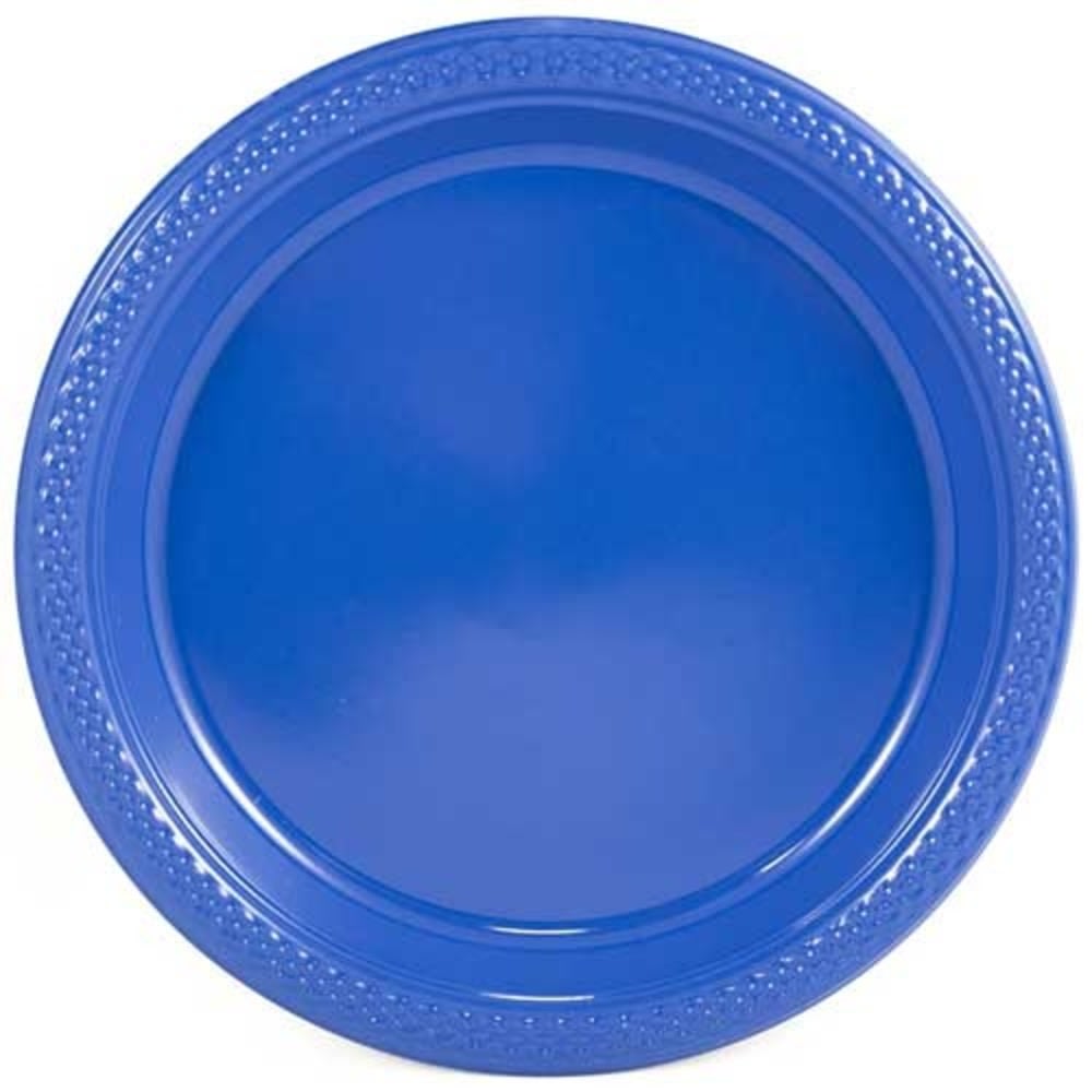 JAM PAPER Round Plastic Party Plates, Small, 7 inch, Blue, 20/Pack MPN:7255320674