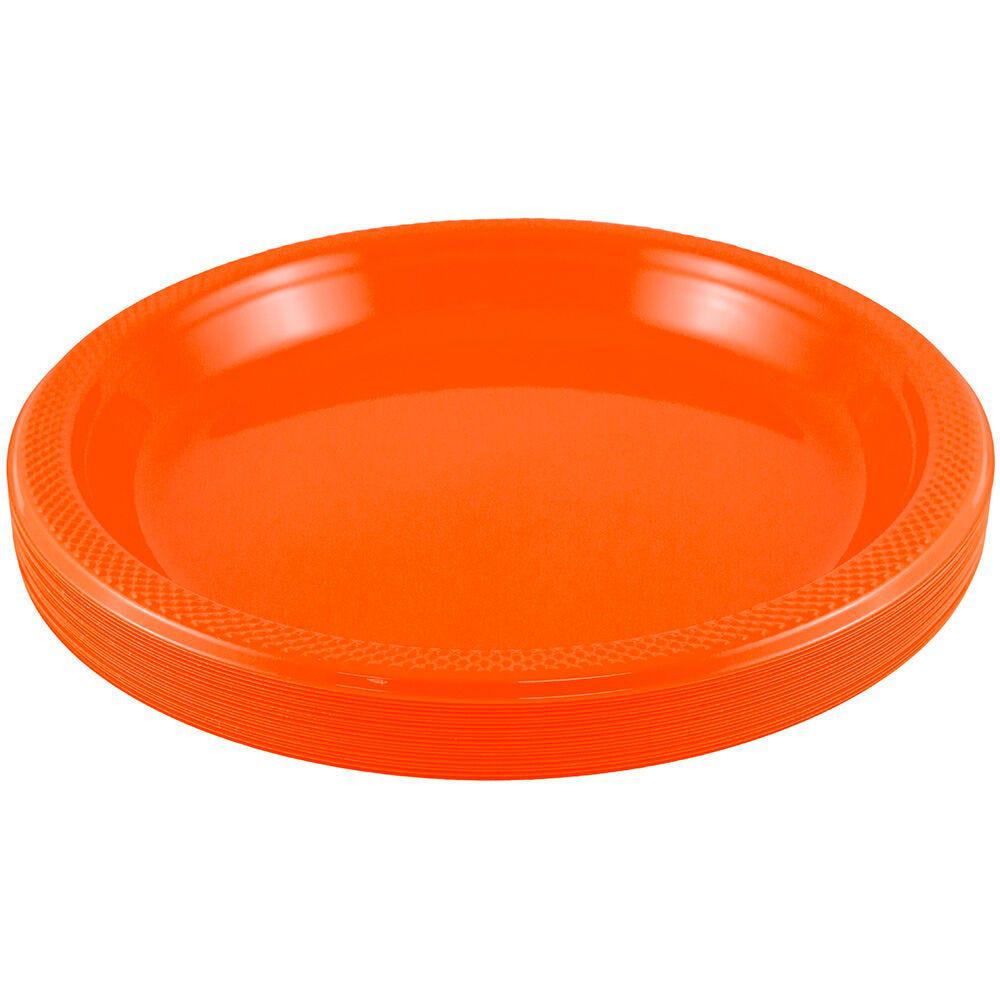 JAM PAPER Round Plastic Party Plates, Small, 7 inch, Orange, 20/Pack MPN:7255320686