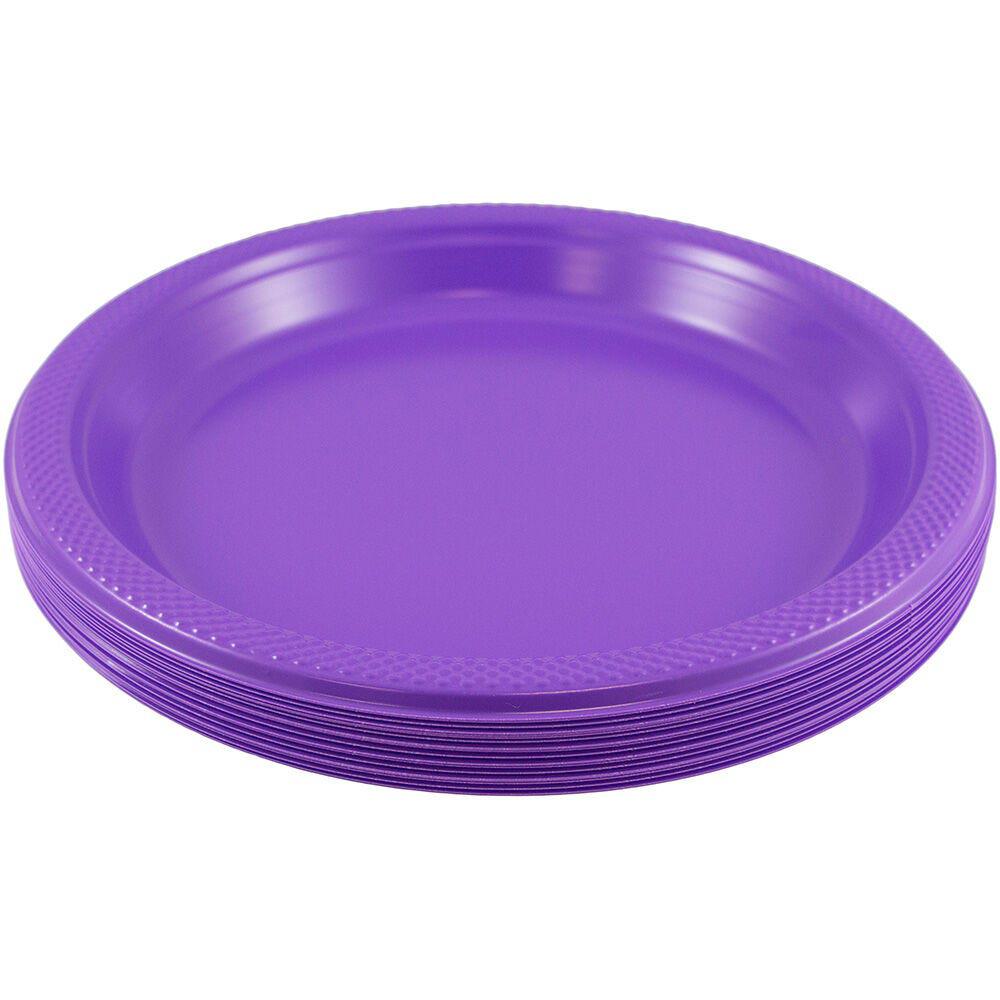 JAM PAPER Round Plastic Party Plates, Small, 7 inch, Purple, 20/Pack MPN:7255320688