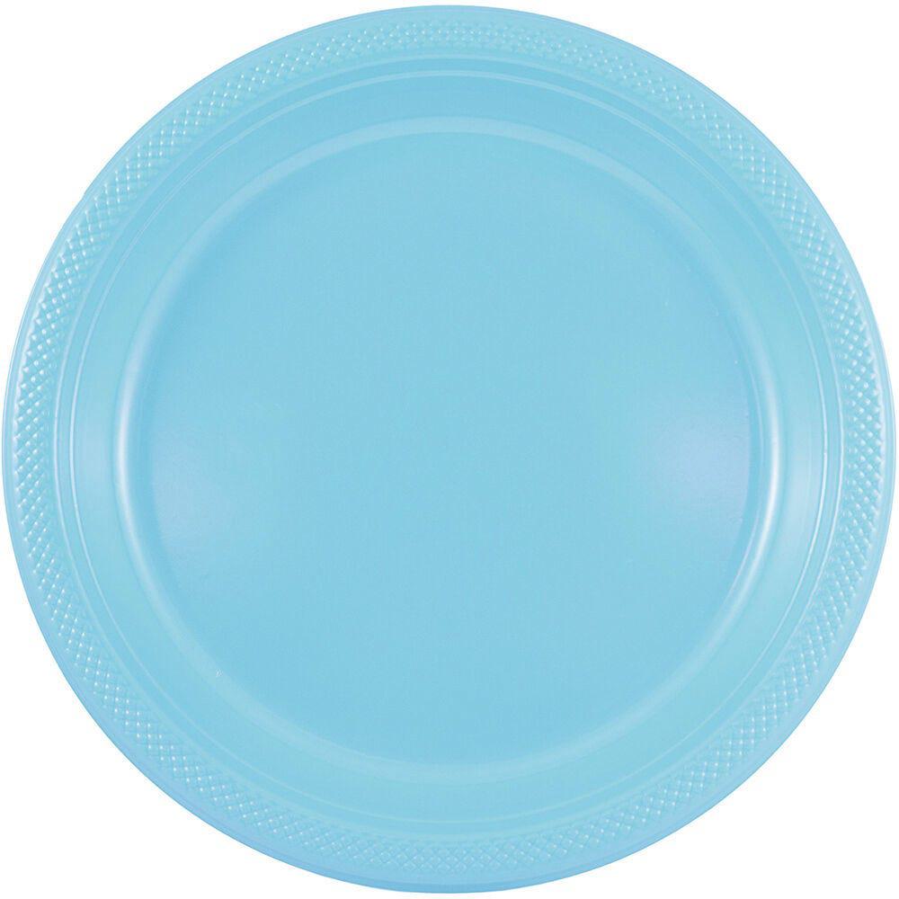 JAM PAPER Round Plastic Party Plates, Medium, 9 inch, Sea Blue, 20/Pack MPN:9255320669