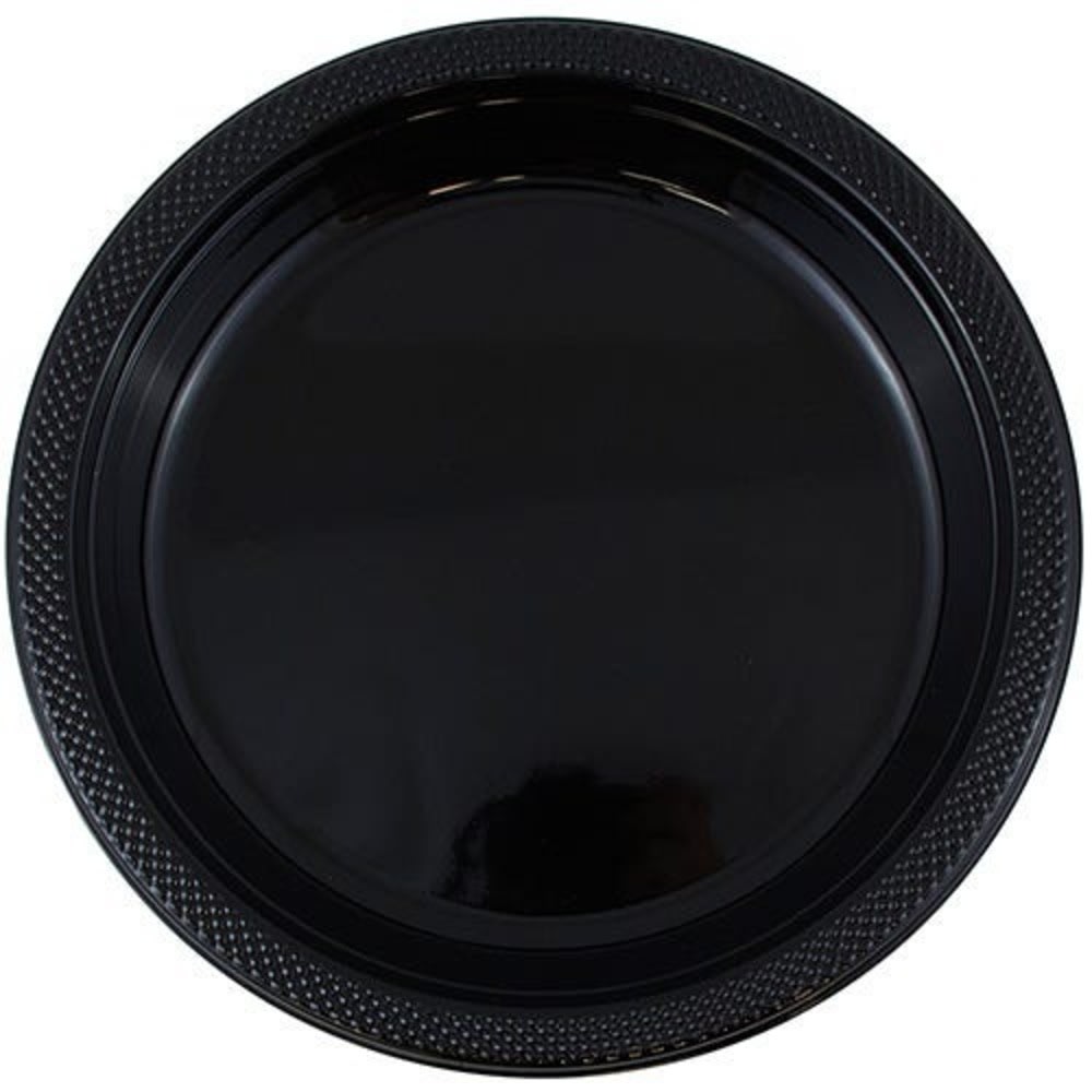 JAM PAPER Round Plastic Party Plates, Medium, 9 inch, Black, 20/Pack MPN:9255320673