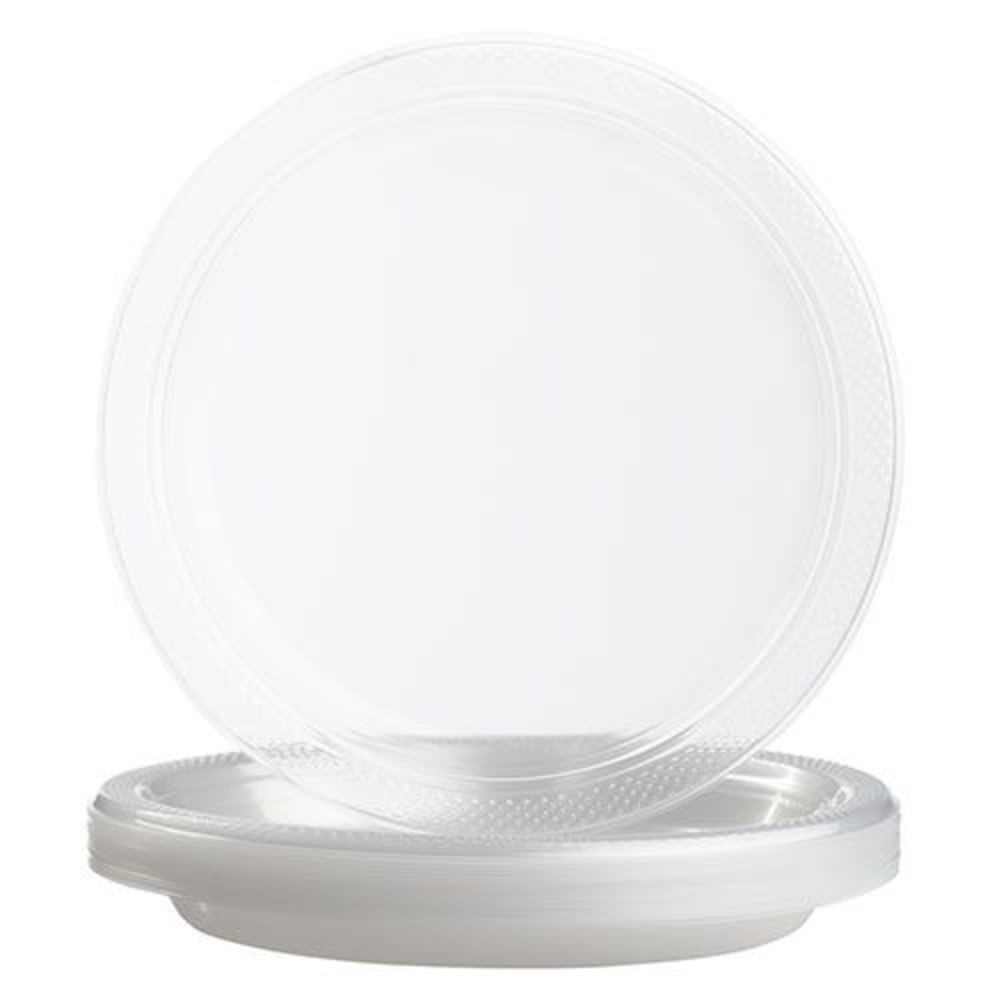 JAM PAPER Round Plastic Party Plates, Medium, 9 inch, Clear, 20/Pack MPN:9255320679