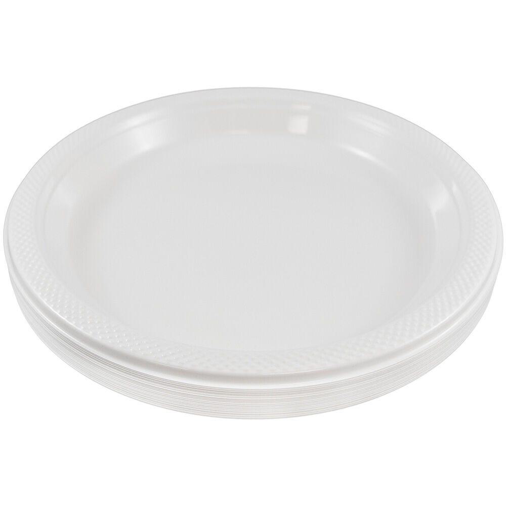 JAM PAPER Round Plastic Party Plates, Medium, 9 inch, White, 20/Pack MPN:9255320691
